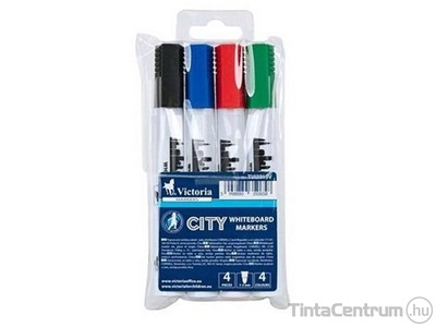Táblamarker készlet, 1-3mm, kúpos, VICTORIA "City", 4 különböző szín
