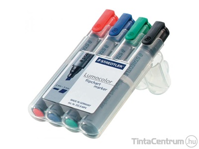 Táblamarker készlet, 2-5mm, vágott, STAEDTLER "Lumocolor 351 B", 4 különböző szín