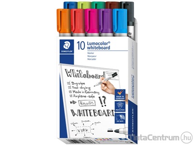 Táblamarker készlet, 2 mm, kúpos, STAEDTLER "Lumocolor 351", 10 különböző szín