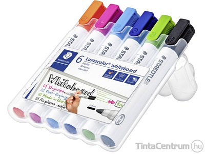 Táblamarker készlet, 2 mm, kúpos, STAEDTLER "Lumocolor 351", 6 különböző szín