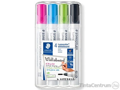 Táblamarker készlet, 2mm, kúpos, STAEDTLER "Lumocolor", 4 különböző szín