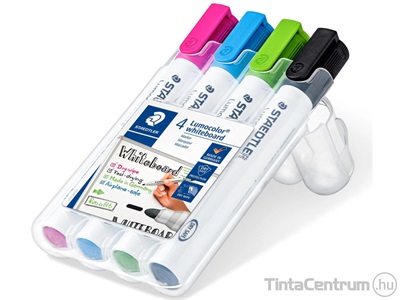 Táblamarker készlet, 2mm, kúpos, STAEDTLER "Lumocolor", 4 különböző szín