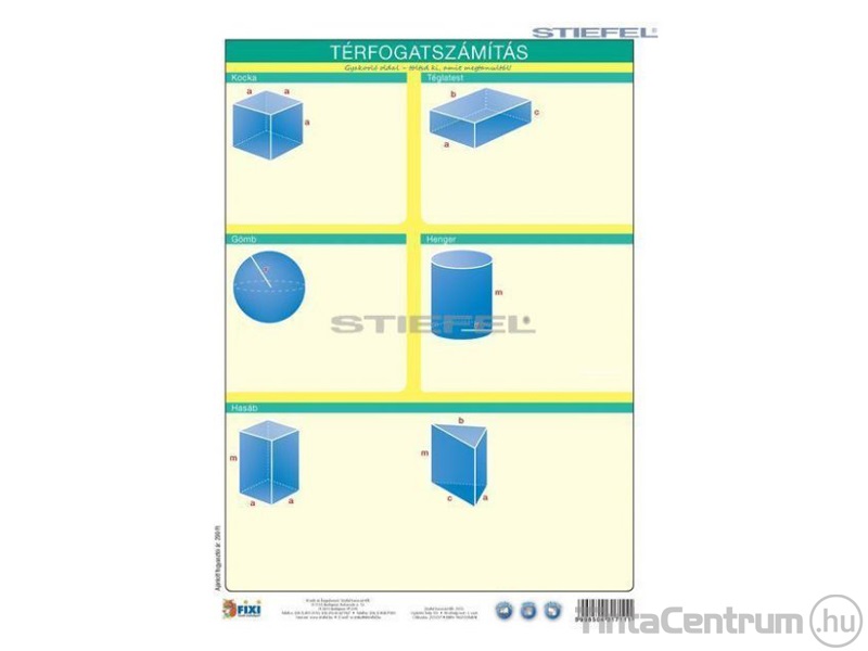 Tanulói munkalap, A4, STIEFEL "Térfogatszámítás /munkaoldal"
