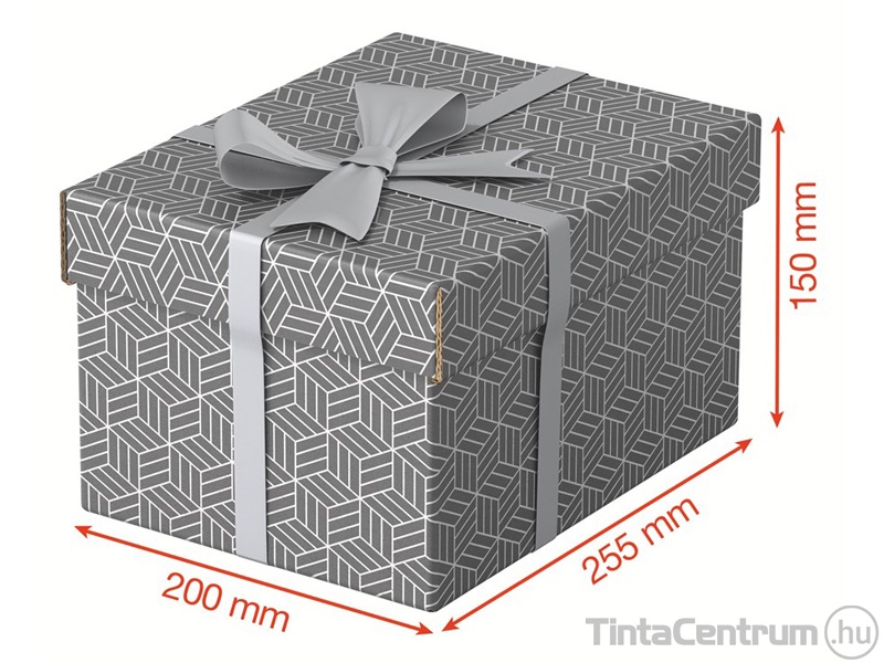 Tárolódoboz, karton, 200x150x255mm, ESSELTE "Home", szürke 3db/csomag