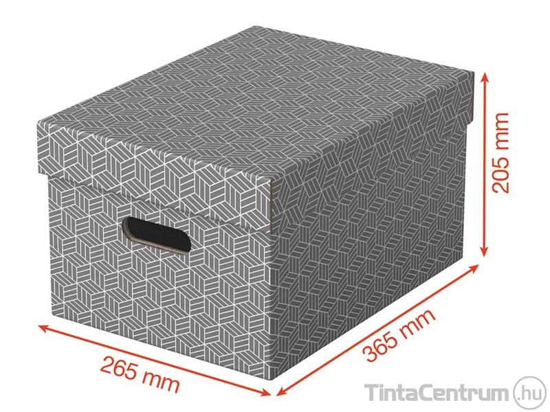Tárolódoboz, karton, 265x205x365mm, ESSELTE "Home", szürke 3db/csomag