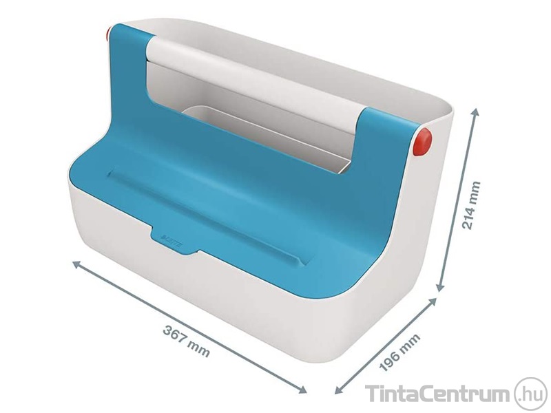 Tárolódoboz, műanyag, 214x196x367mm, hordozható, fogantyúval, LEITZ "Cosy", nyugodtkék