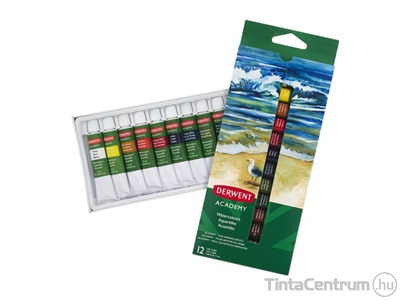 Tempera készlet, 12 szín, 12x12ml, DERWENT "Academy"