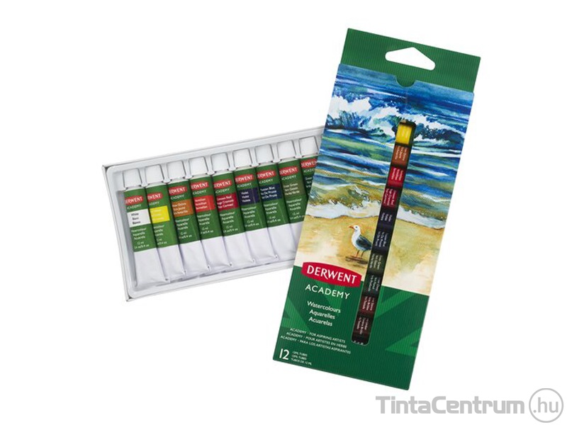 Tempera készlet, 12 szín, 12x12ml, DERWENT "Academy"