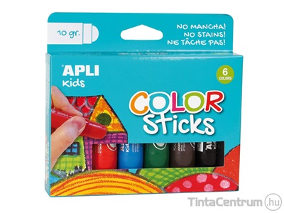 Tempera stift készlet, 6 szín, 6x10g, APLI "Kids"