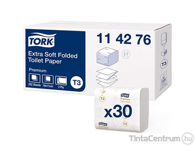 Toalettpapír, 2 rétegű, T3 rendszer, 252lap/csomag, TORK "Premium Extra Soft", extra fehér 30csomag/karton