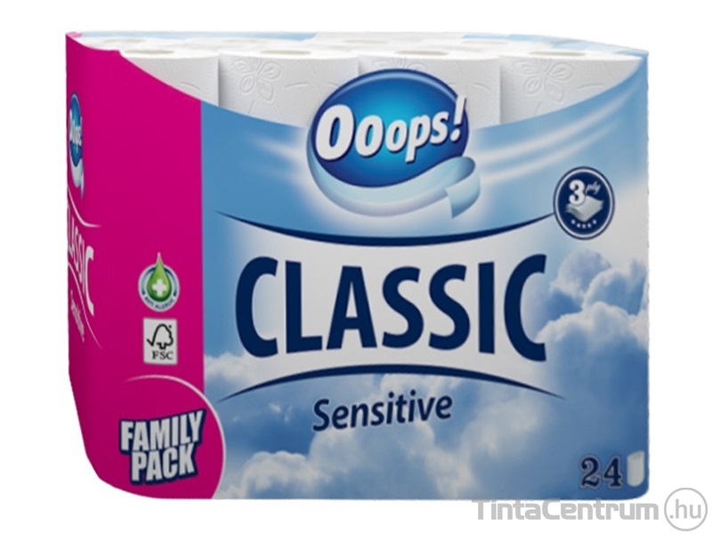 Toalettpapír, 3 rétegű, OOOPS "Classic Sensitive" 24tekercs/csomag