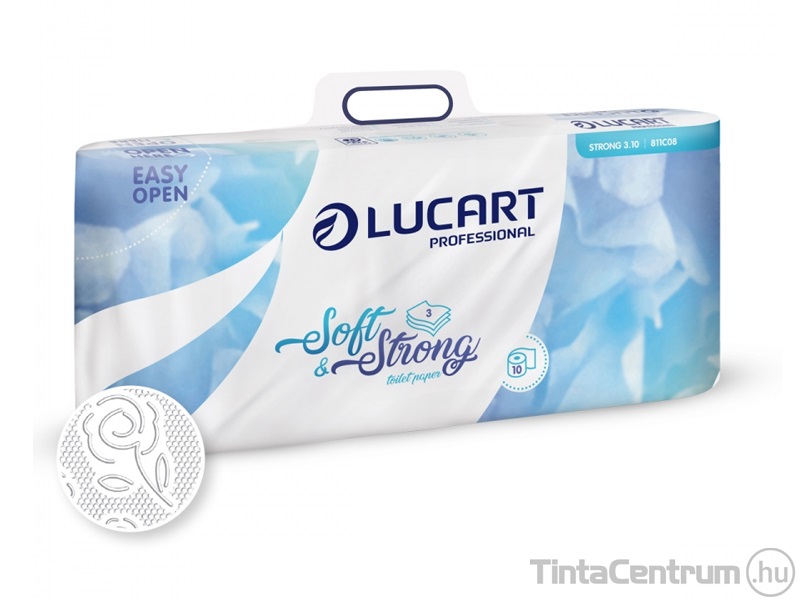 Toalettpapír, 3 rétegű, kistekercses, LUCART "Soft and Strong", fehér 10tekercs/csomag