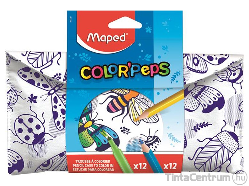 Tolltartó, textil, színezhető, tépőzáras, MAPED "Color`Peps", színezőtermékekkel