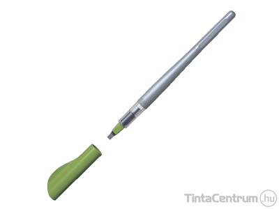 Töltőtoll készlet, kalligrafikus, 0,5-3,8mm, zöld kupak, PILOT "Parallel Pen", piros/fekete patronokkal