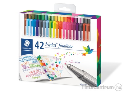 Tűfilc készlet, 0,3mm, STAEDTLER "Triplus", 42 különböző szín