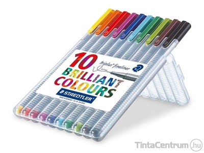 Tűfilc készlet, 0,3mm, STAEDTLER "Triplus Box", 10 különböző szín