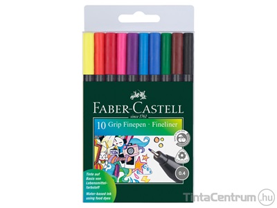 Tűfilc készlet, 0,4mm, FABER-CASTELL "Grip", 10 különböző szín