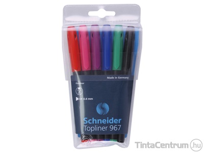 Tűfilc készlet, 0,4mm, SCHNEIDER "Topliner 967", 6 különböző szín