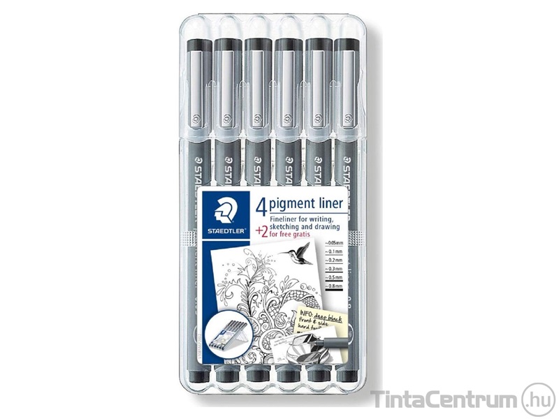 Tusfilc készlet, STAEDTLER "Pigment Liner", fekete, 6 különböző méret