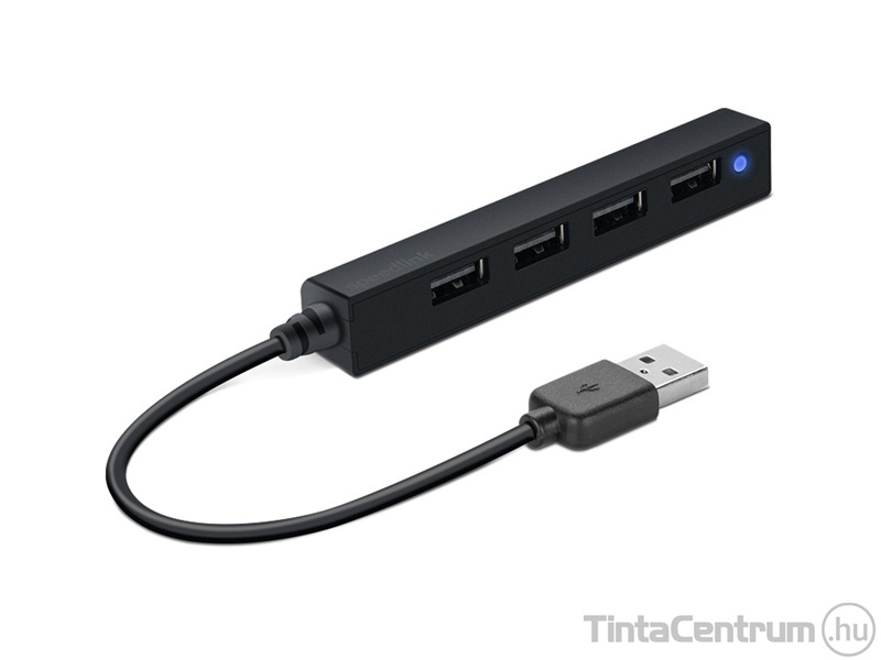 SPEEDLINK "Snappy Slim" USB elosztó, 4 port, USB 2.0, fekete