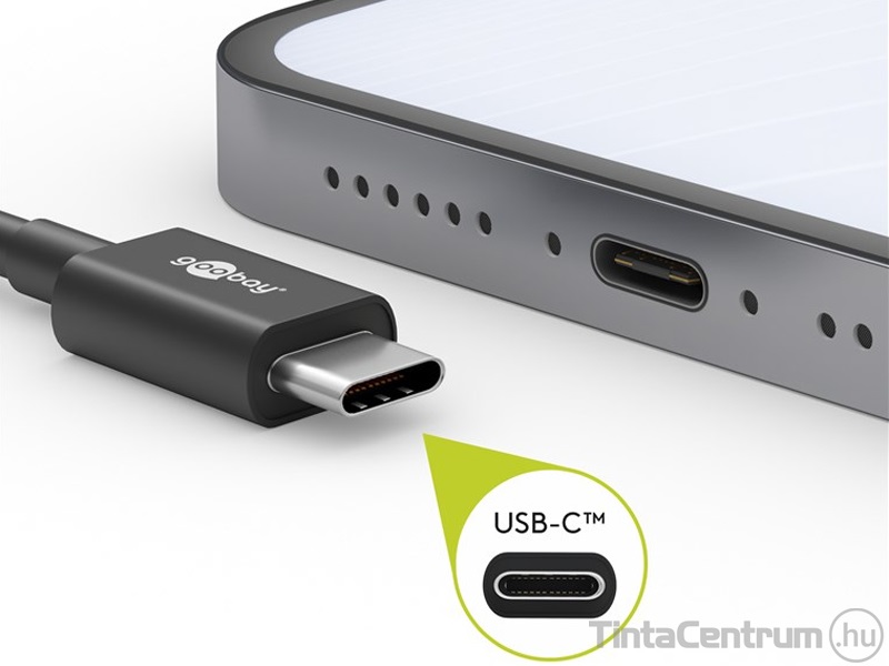 USB kábel, USB A - USB-C, 2m, GOOBAY, fekete