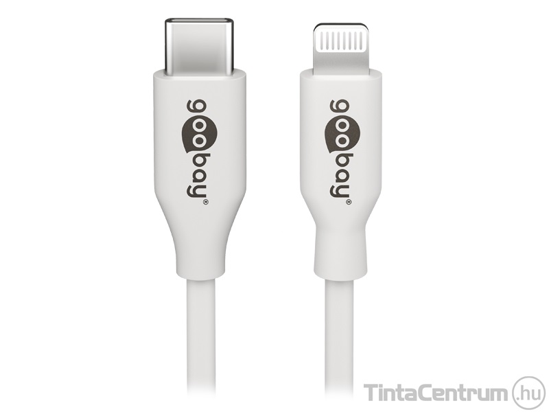 USB kábel, USB-C - lightning, 1m, GOOBAY, fehér