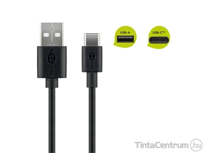 USB kábel, USB - USB-C, 2m, GOOBAY, fekete