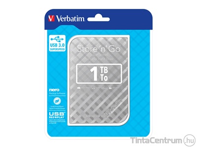 VERBATIM "Store n Go" külső HDD, 1TB, 2,5", USB 3.0, ezüst