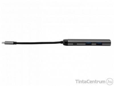 VERBATIM USB elosztó, 4 port, USB 3.1, Type-C, HDMI, szürke
