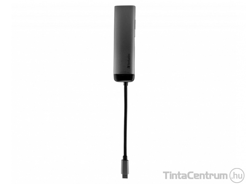 VERBATIM USB elosztó, 4 port, USB 3.1, Type-C, HDMI, szürke
