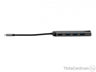 VERBATIM USB elosztó, 6 port, USB 3.1, Type-C, HDMI, LAN, SD olvasó, szürke