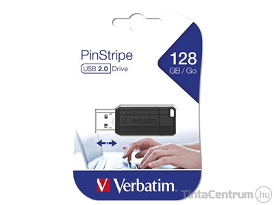 VERBATIM pendrive, 128GB, USB 2.0, "PinStripe", fekete