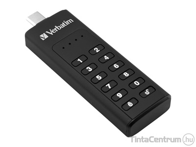 VERBATIM pendrive, 128GB, jelszavas titkosítás, USB-C 3.1, "Keypad Secure", fekete