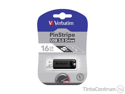 VERBATIM pendrive, 16GB, USB 3.0, "Pinstripe", fekete