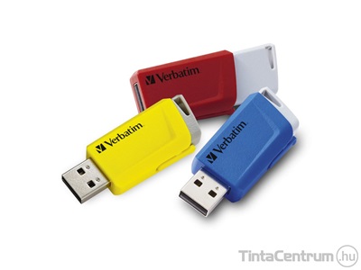 VERBATIM pendrive, 16GB, USB 3.2, "Store n Click", piros,kék,sárga  3db/csomag