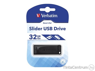 VERBATIM pendrive, 32GB, USB 2.0, "Slider", fekete