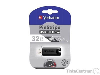 VERBATIM pendrive, 32GB, USB 3.0, "Pinstripe", fekete