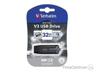 VERBATIM pendrive, 32GB, USB 3.0, "V3", fekete/szürke