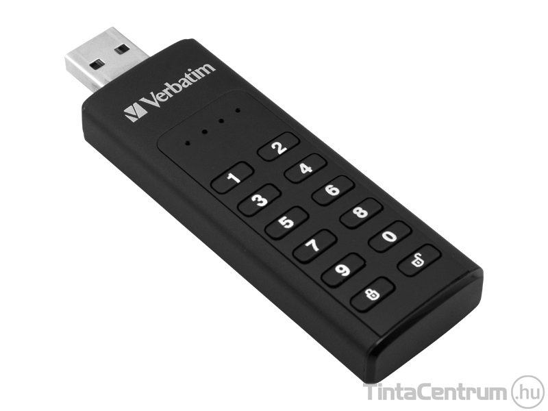 VERBATIM pendrive, 64GB, jelszavas titkosítás, USB 3.0, "Keypad Secure", fekete