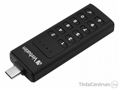 VERBATIM pendrive, 64GB, jelszavas titkosítás, USB-C 3.1, "Keypad Secure", fekete