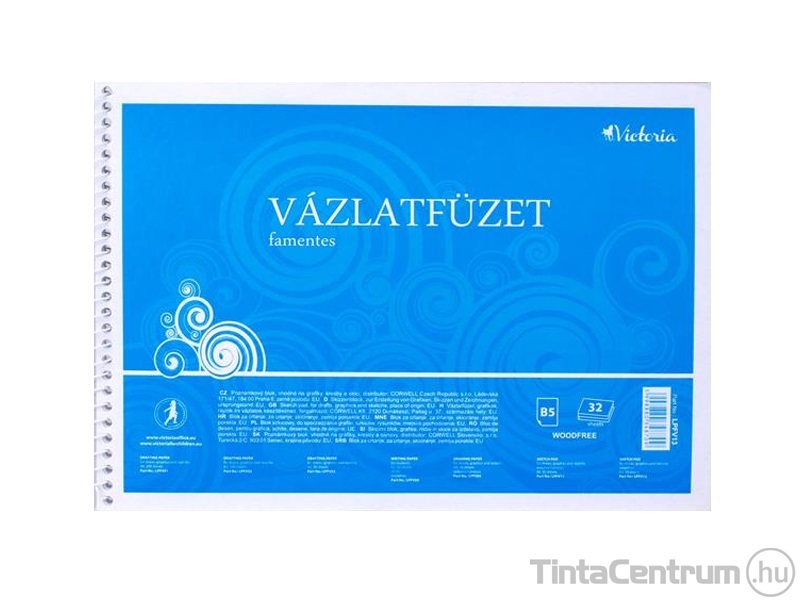 Vázlatfüzet, famentes, B5, 120g, 32lap, spirál, VICTORIA