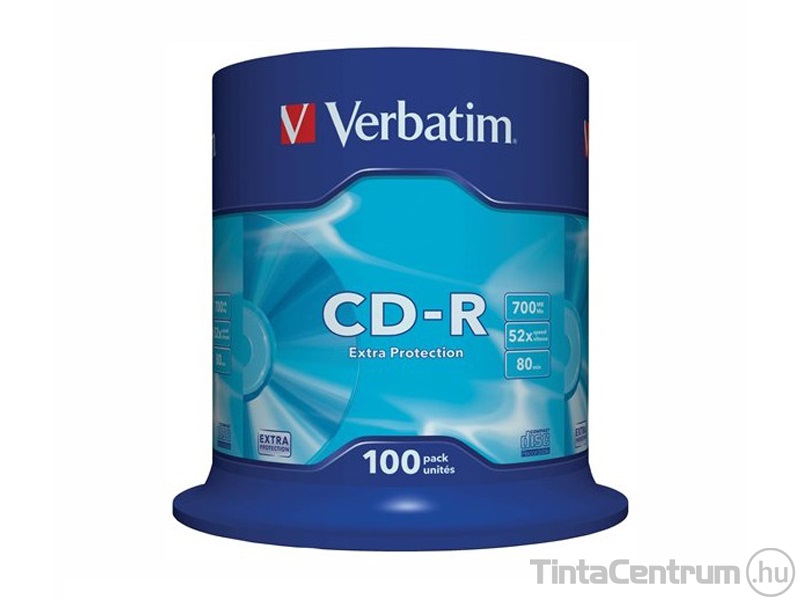 CD-R lemez, 700MB, 52x, hengeren, VERBATIM "DataLife" 100db/csomag