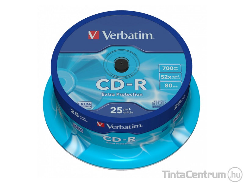 CD-R lemez, 700MB, 52x, hengeren, VERBATIM "DataLife" 25db/csomag