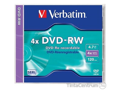 DVD-RW lemez, újraírható, 4,7GB, 4x, normál tok, VERBATIM