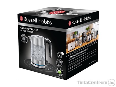 Vízforraló, üveg, 0,8l, RUSSELLL HOBBS "Compact Home"