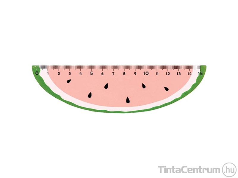 Vonalzó, fa, 15cm, egyenes, CENTRUM, vegyes gyümölcsminták