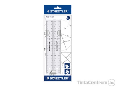 Vonalzó, műanyag, 15cm, egyenes, STAEDTLER 2db/csomag