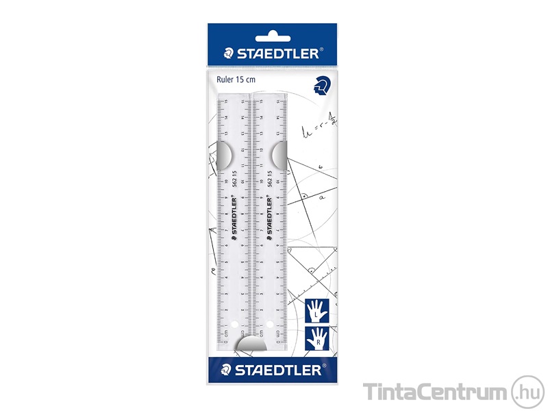 Vonalzó, műanyag, 15cm, egyenes, STAEDTLER 2db/csomag