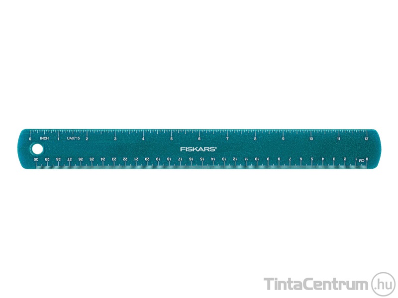 Vonalzó, műanyag, iskolai, 30cm, egyenes, FISKARS, kék csillámos