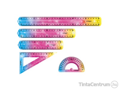 Vonalzókészlet, műanyag, 3 darabos, hajlítható, KEYROAD "Flex Draw", vegyes színek